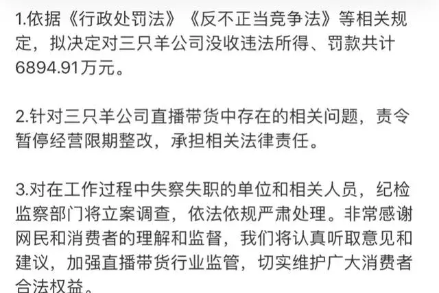 三只羊处罚结果公布，罚款6800万，保护伞被查(图4)